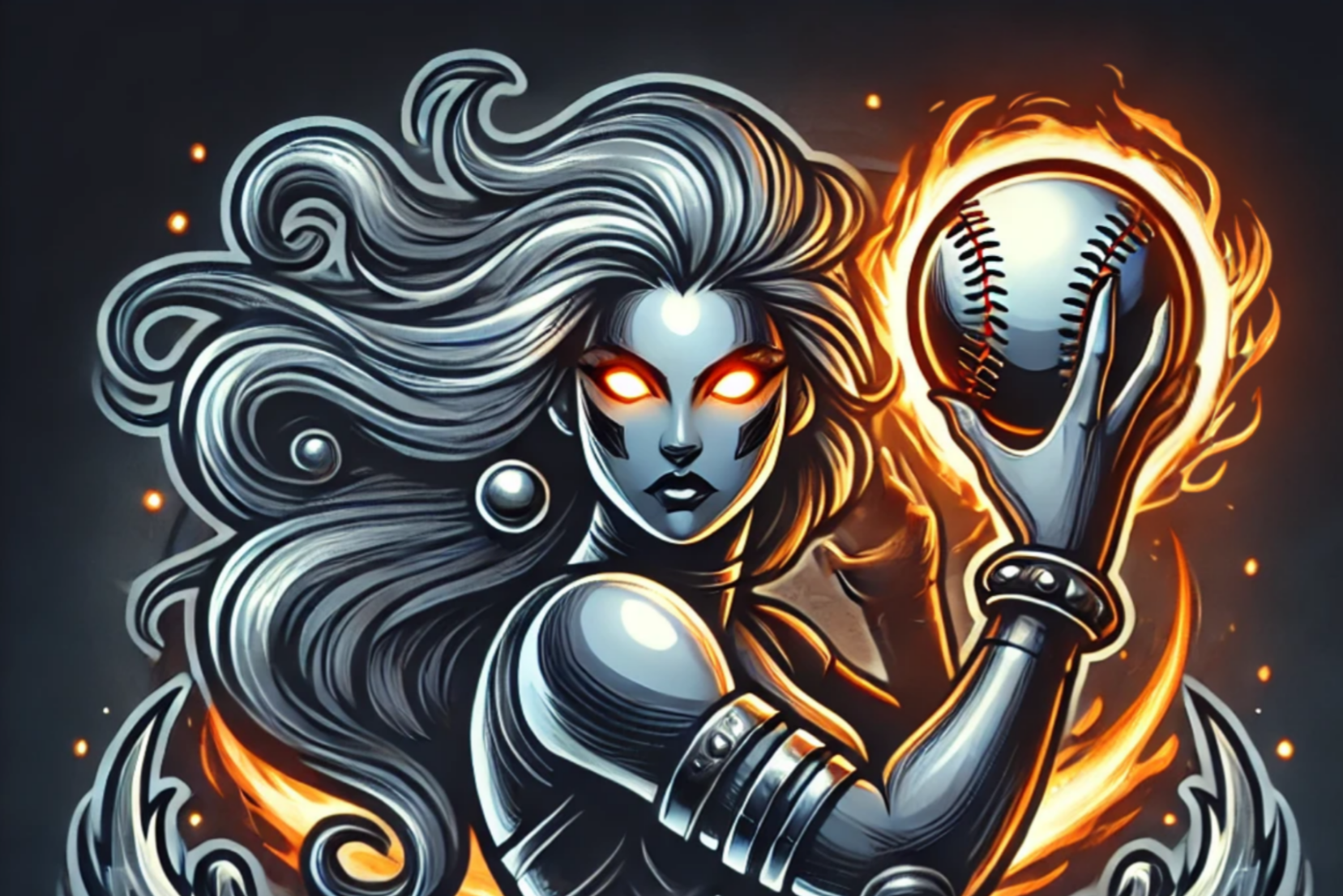Steel Siren logo with a woman holding a sword, surrounded by flames on a dark background.